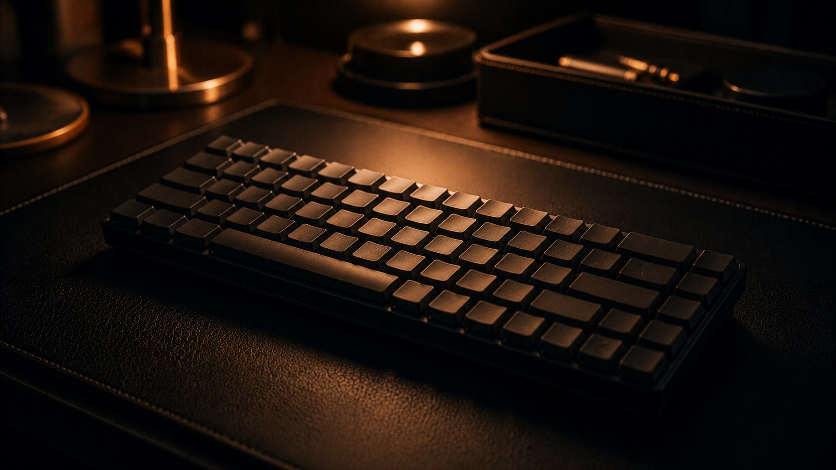 黒いコンパクトキーボードのデスク